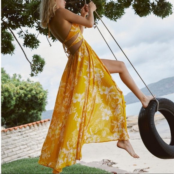 Free People Yellow Floral Maxi Dress - Picture 2 of 12